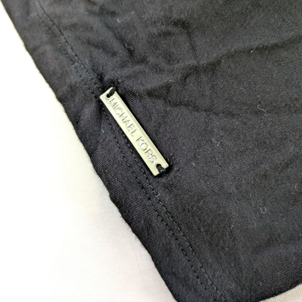 Michael Kors Black Cowl Neck Top 3/4 Sleeve Jersey Blouse Medium
